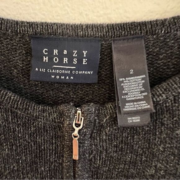 Crazy Horse Sweater Cardigan Snowmen Size 2X Zip Front Pearl Accents Gray - Picture 4 of 8